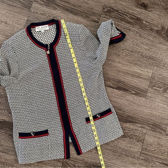 St. John Collection Navy White and Red Zip Up Sweater - Picture 8 of 9
